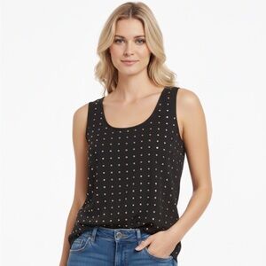 Brittany Black Black and Gold Studded Tank Top size small